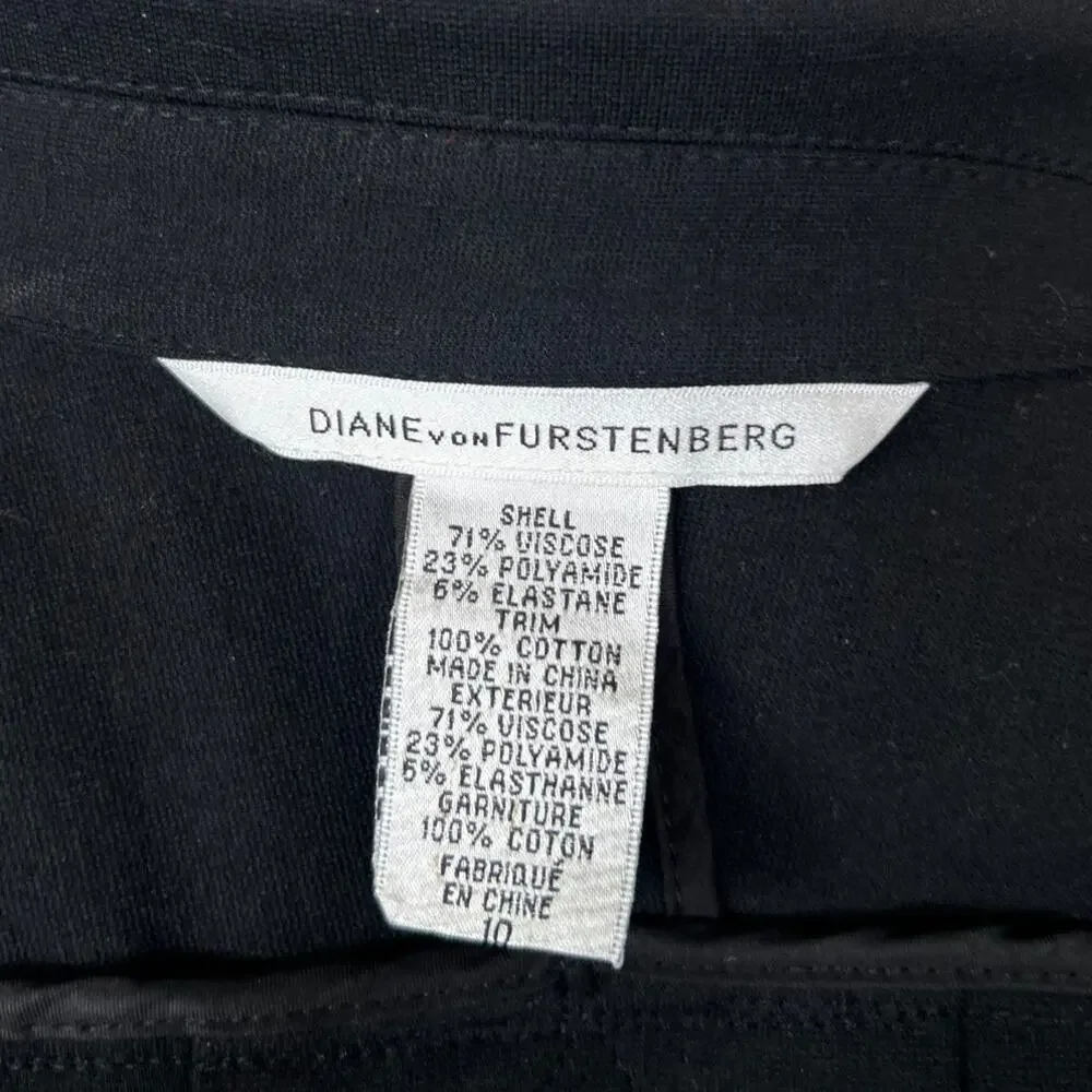 Diane Von Furstenberg Black Short Sleeve Military Style 90s Short Waist Blazer - Picture 5 of 6